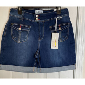 Sandpiper Womens Denim Super Stretch Cuffed Shorts Size 16W Dark Wash NWT